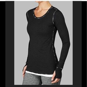 Lululemon Black and Grey Cabin‎ Long Sleeve Women's Top